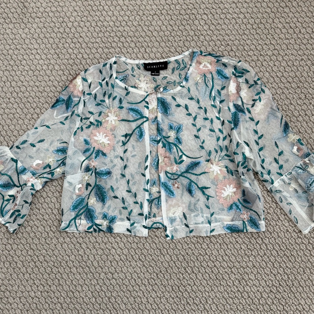 Sheer floral embroidered top